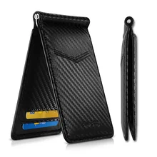 NewBring Черный углеродного волокна-вид зажим для денег RFID Блокировка водительских прав ID наличные