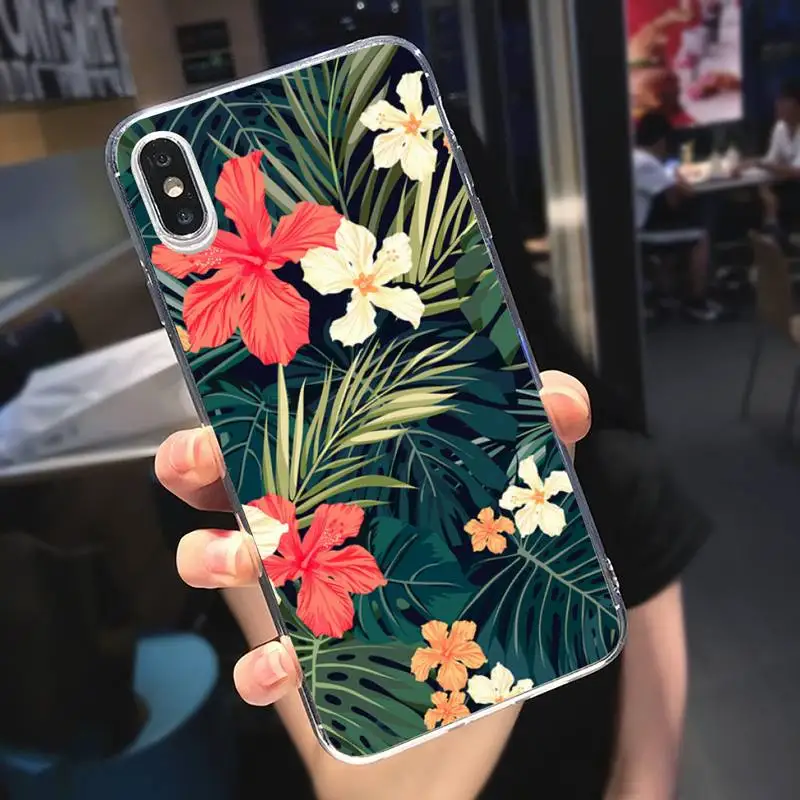 

Fashion Retro Style Flowers Phone Cases Transparent for iPhone 6 7 8 11 12 s mini pro X XS XR MAX Plus
