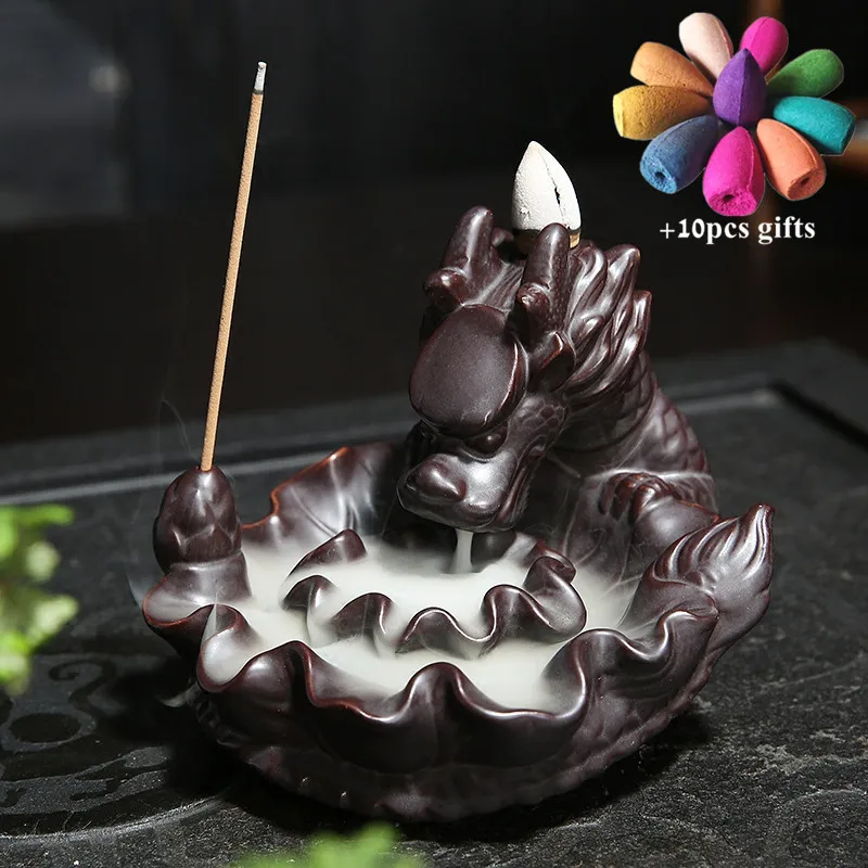 Керамическая курильница с черным драконом держатель для благовоний ручной