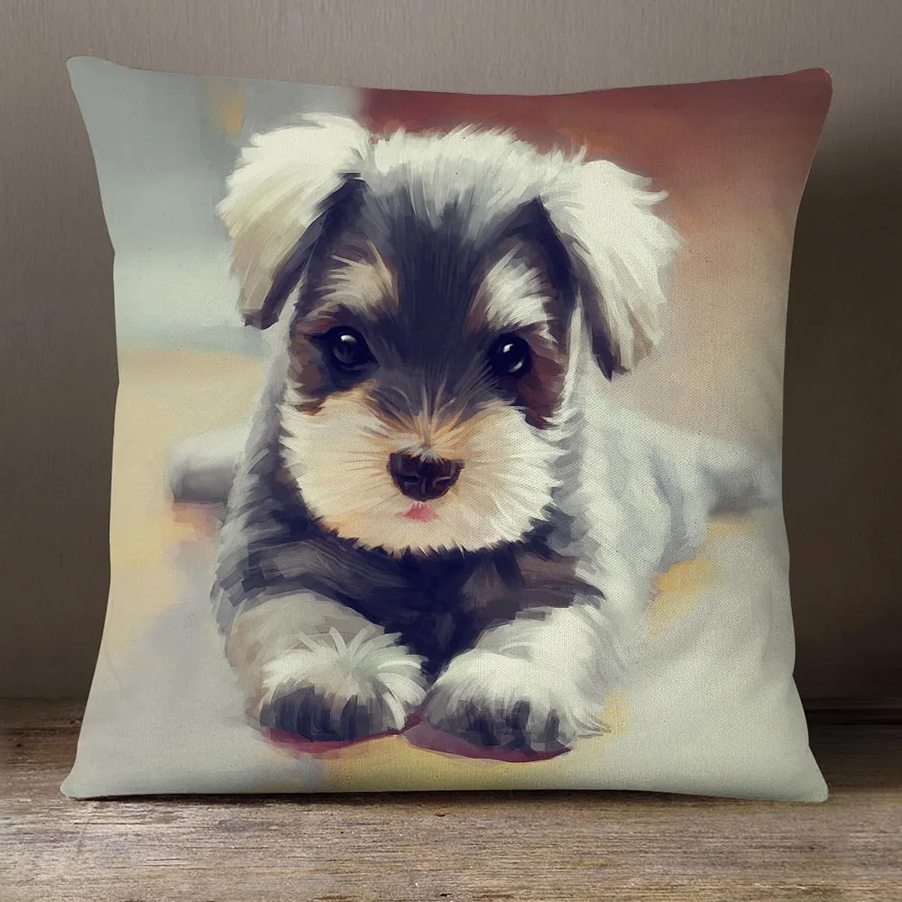 Милые собаки накидки на подушки Kirky Шнауцер YorkshireTerrier маленькая собака щенок