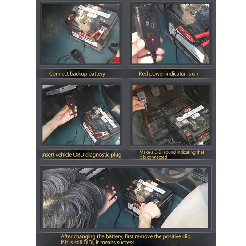 

30A Car Computer Memory Saver OBD2 Battery Replacement Tools Extended Cable Clip Replace the Battery Leakage Detection Tool