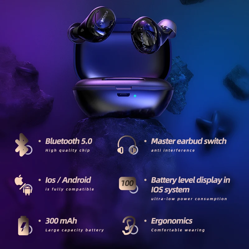 KUULAA TWS Bluetooth наушники беспроводные 5 0 свободные руки игровая гарнитура Blutooth