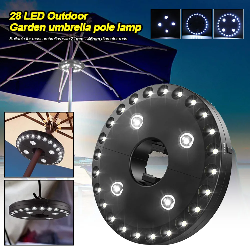 

28LED Umbrella Light Garden Parasol Light Outdoor Landscape Lamp Removable Tent Light Night Beach Umbrella Lamp