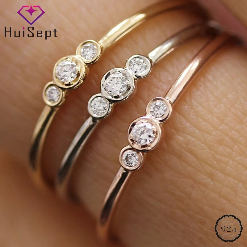 

HuiSept Fashion Women Rings 925 Silver Jewelry Accessories with Zircon Gemstone Finger Ring for Wedding Engagement Banquet Party