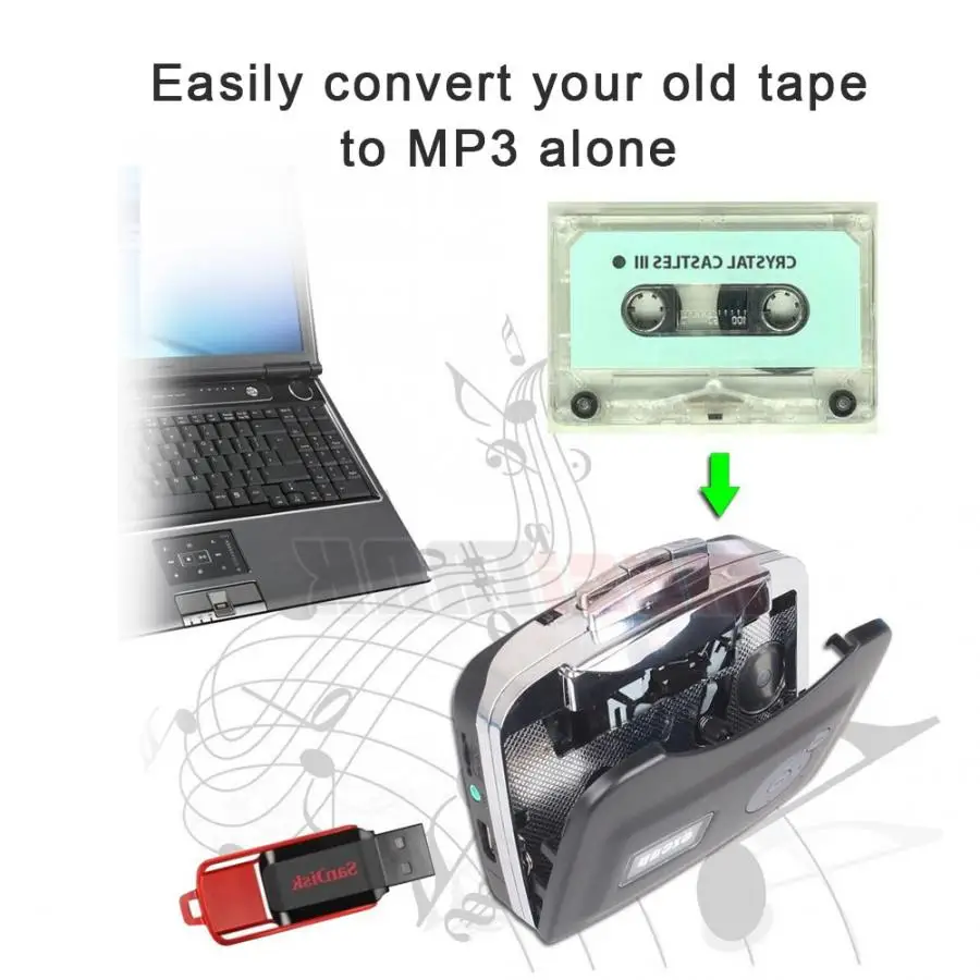 Кассетный плеер EZCAP230 кассета в MP3 конвертер стерео USB цифровая лента с наушниками