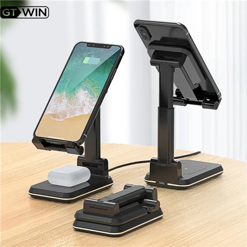 

Беспроводное зарядное устройство GTWIN для iphone 11, XS, XR, X, 8, Airpods Pro, регулируемая настольная подставка, 10 Вт