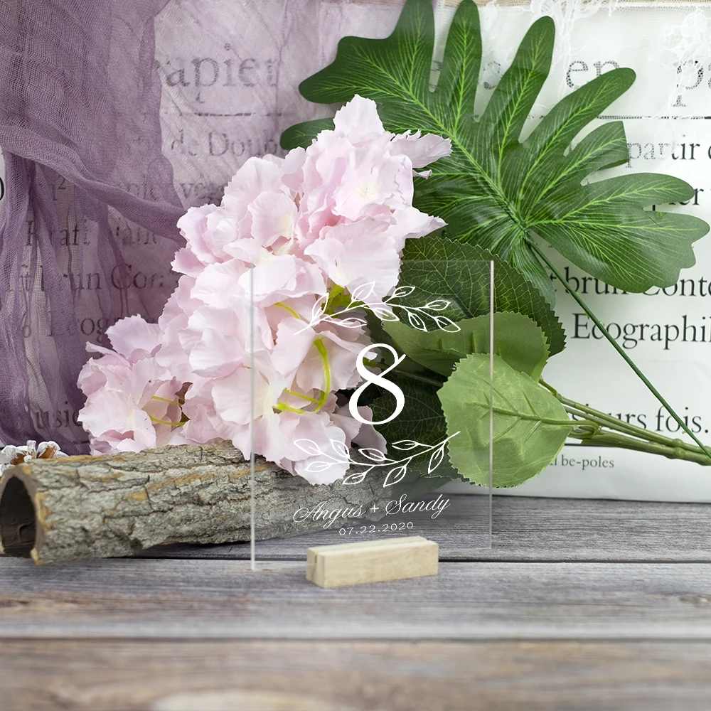 Персонализированная акриловая искусственная кожа с именем пары и датой