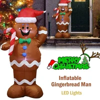 giant gingerbread man gift package christmas hotel home decoration inflatables gingerbread man with led 1 5m party decor