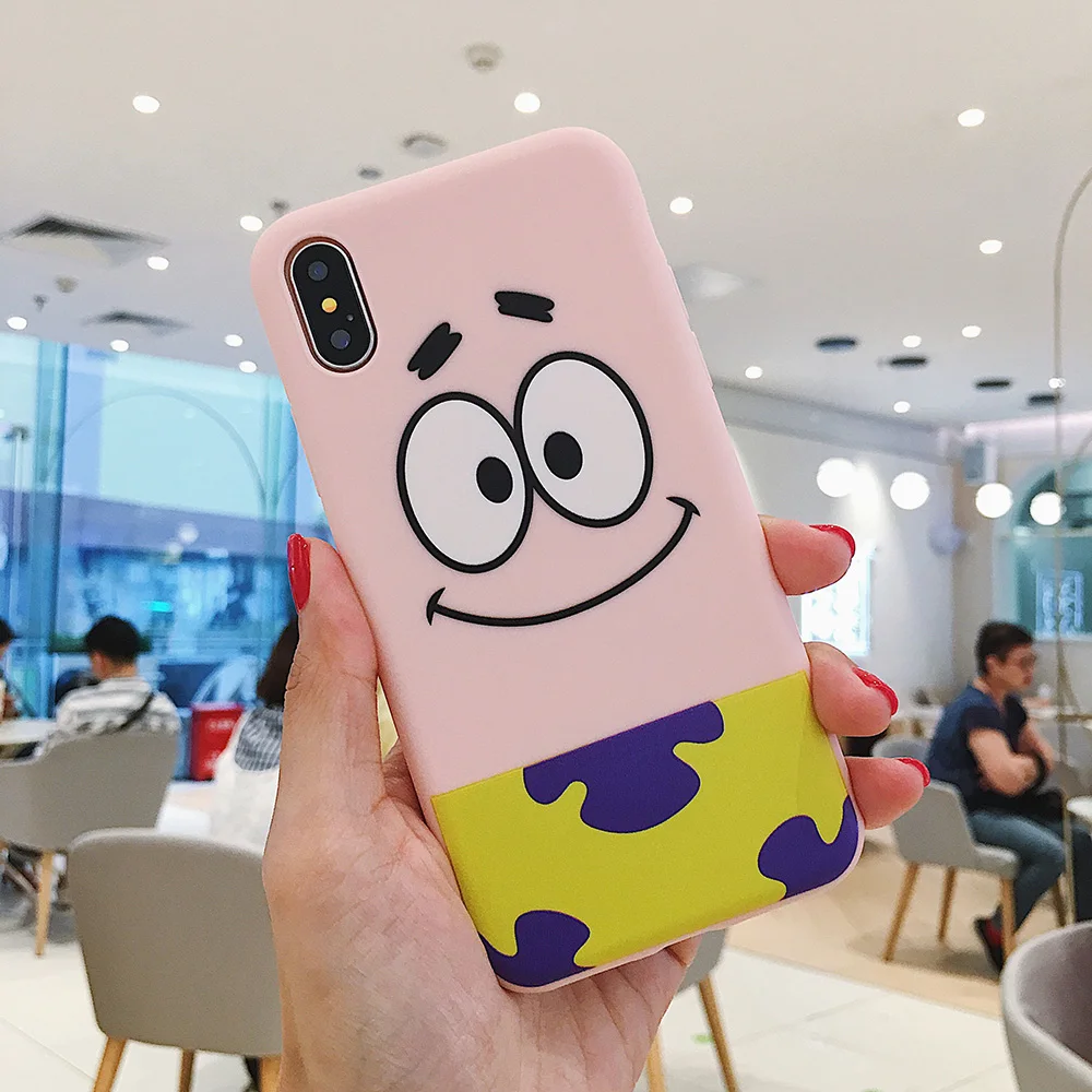 For iPhone 6 6s 7 8 Plus X Xs 11 Pro Max Xr Soft Silicone Cases Cute Funny Cartoon Sponge Bob Square Pants Patrick Star Case