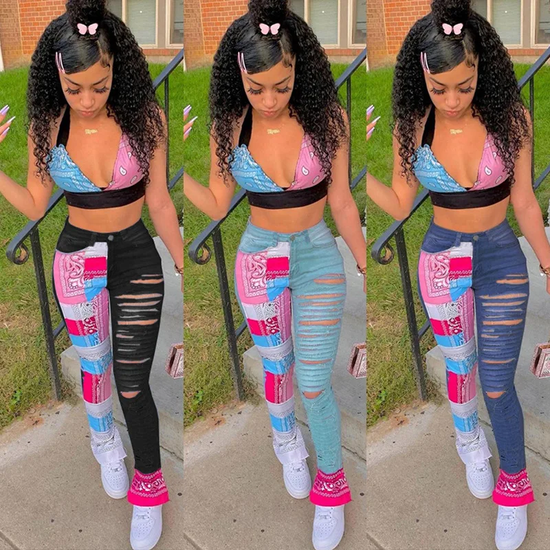 

Women's two-piece suit, 2021 summer women's clothing, new casual personality fashion trend jeans Perlis two-piece suit