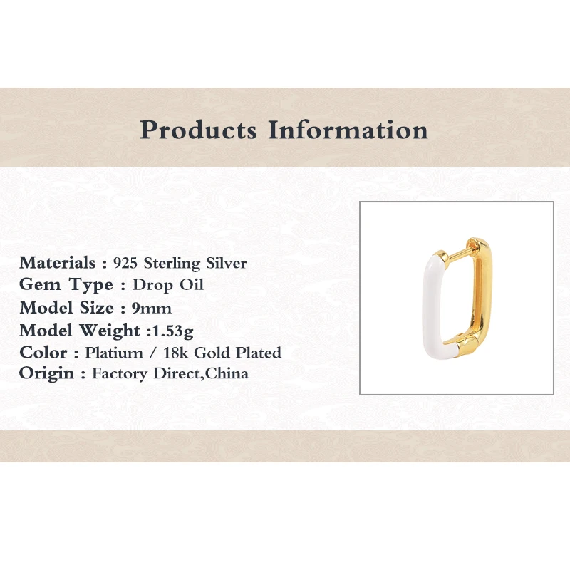 

CANNER 925 Sterling Silver Oil Drip Hoop Earrings Geometric U-shaped Huggie Earrings For Women Girl Enamel Party Jewelry Bricons