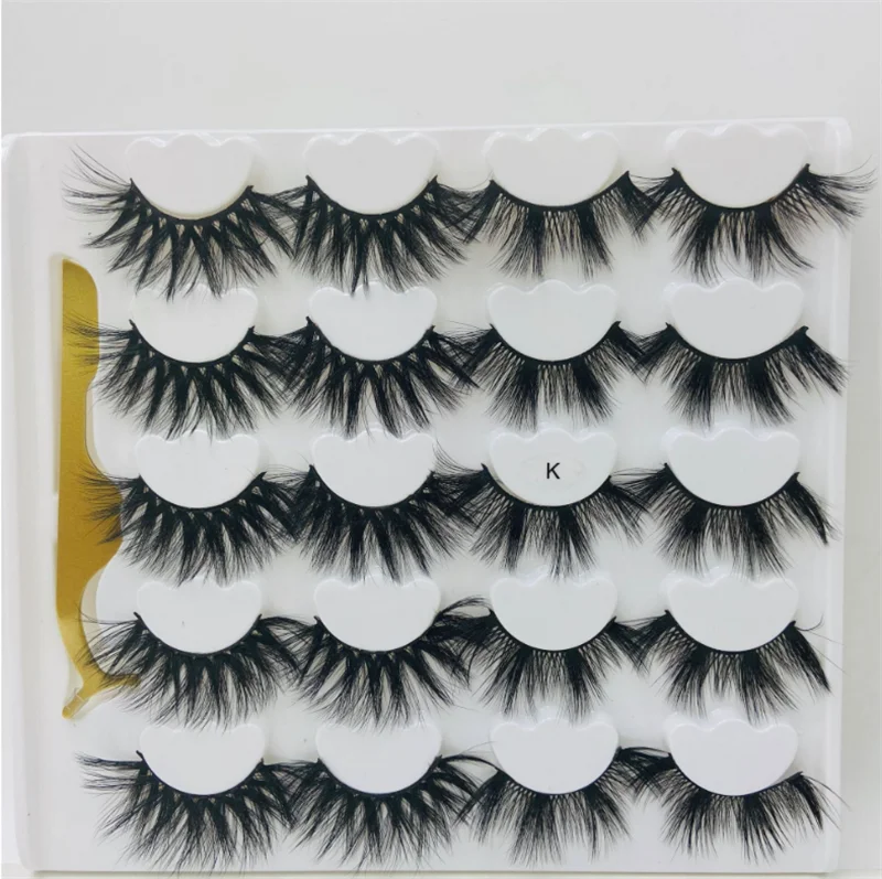 

10 Pairs Imitation Eyelashes with tweezers Handmade Wispy Fluffy Long 8D Lashes Eye Makeup Tools Faux Eye Lashes