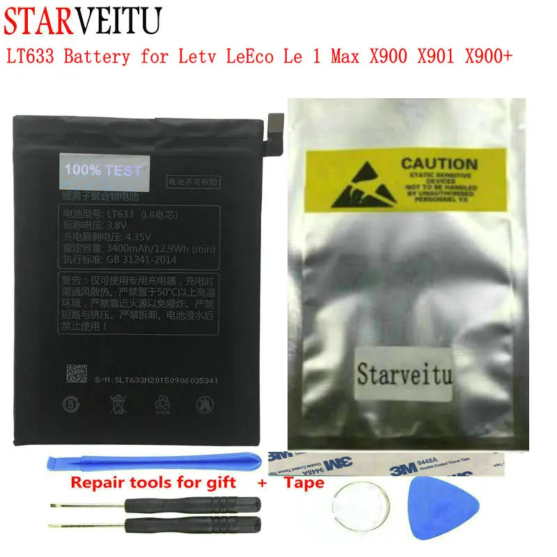 

LT633 Battery for Letv LeEco Le 1 Max X900 X901 X900+ Mobile Phone Rechargeable Li-polymer Batteries 3100mAh Tested