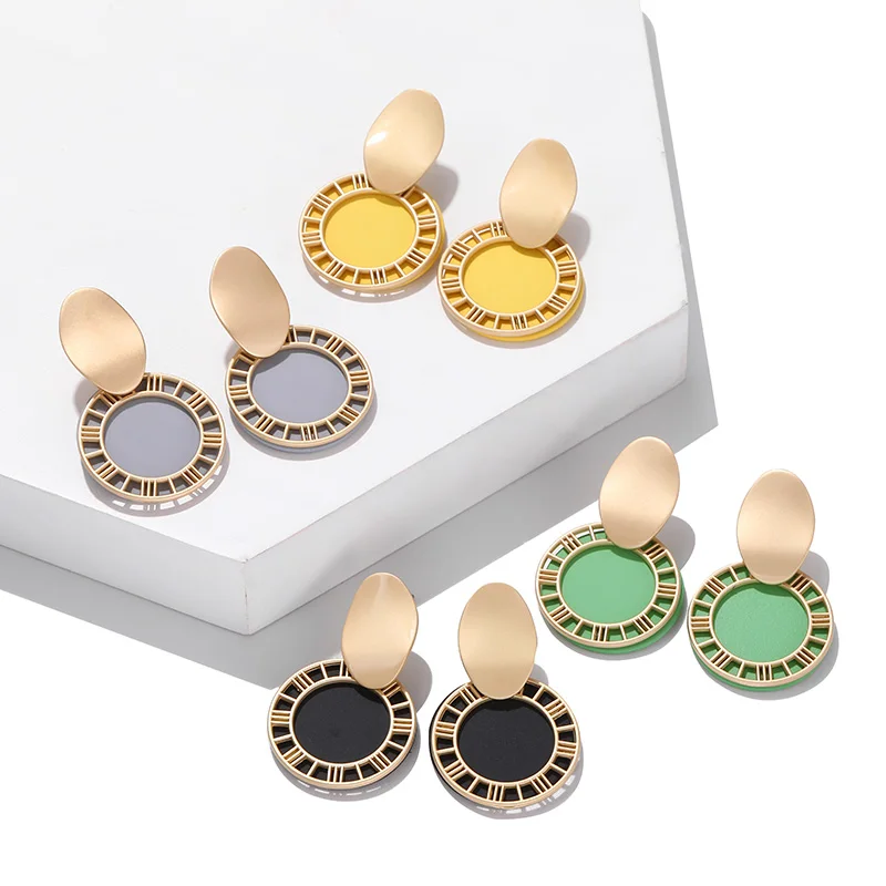 Винтажные металлические геометрические Висячие серьги для женщин золотого