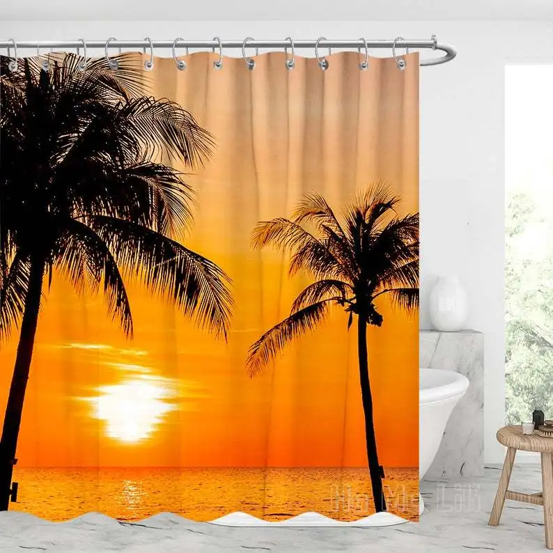 

Sunset Shower Curtain Waterproof Modern Bathroom Decor Graduation Gift