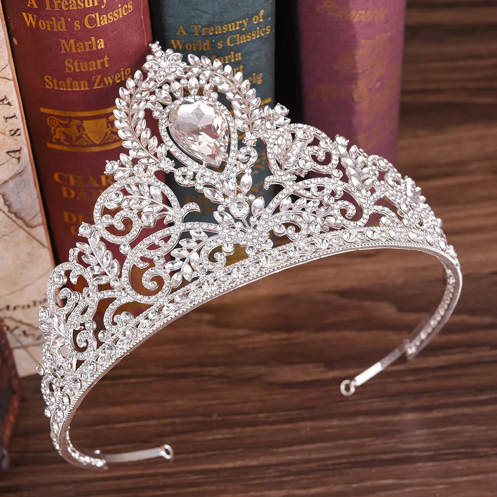 

MYFEIVO Luxury Crystal Large Size Crown for Bride Rhinestone Wedding Tiaras Headdress Hair Jewelry Accessories HQ0957