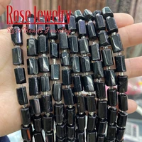 natural stone beads faceted gem natural black tourmaline beads cylinder loose spacer beads for jewelry making diy bracelet 15