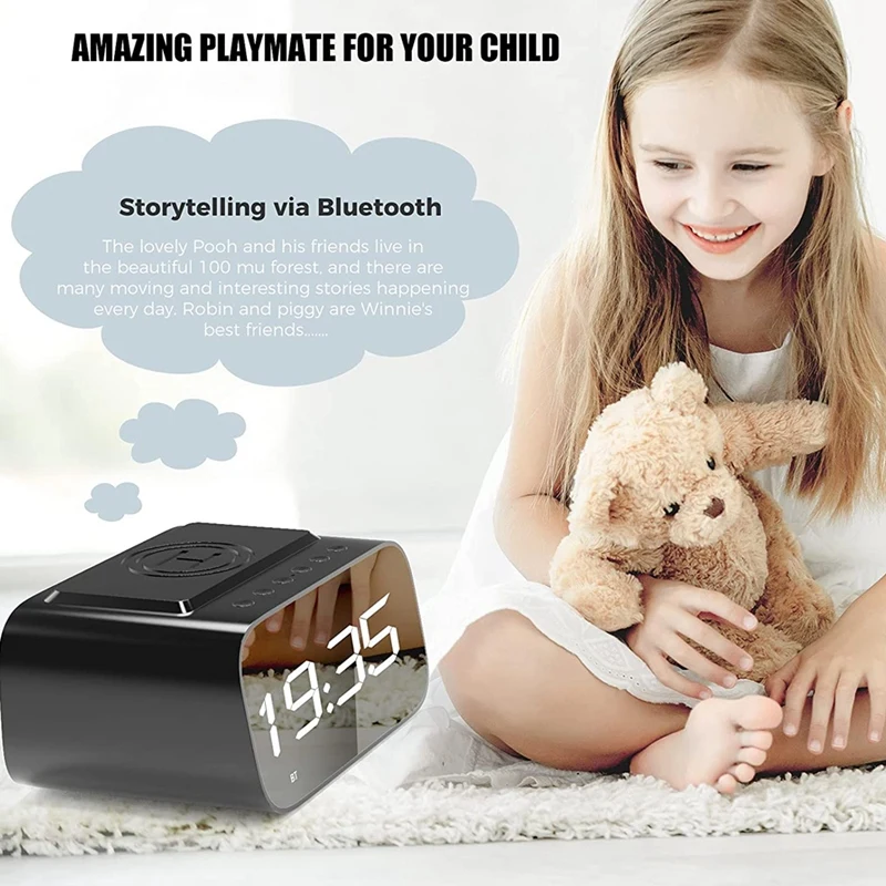 

Bedside Digital Alarm Clock with Wireless Charging and USB Charger, Bluetooth Speaker, Bedroom Office, Large LED Display
