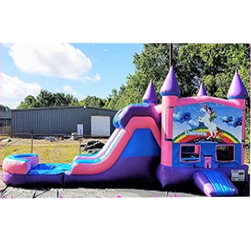 

High Quality PVC Inflatable Unicorn Bounce House And Inflatable Water Slide Combo Inflatable Castle For Kids Party