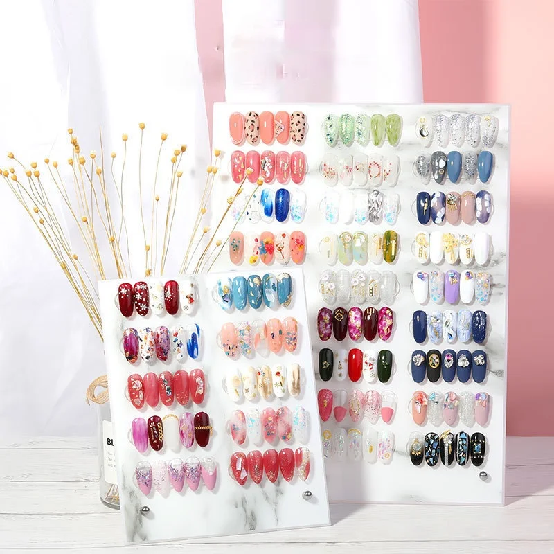 Нейл-арта акрил дисплей цветная пластина работы образца пыле японский мрамор