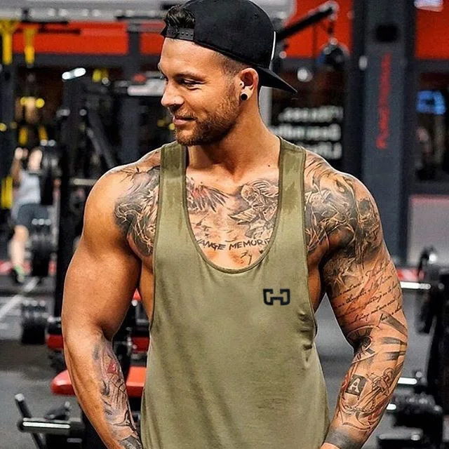

2021Summer Men's Vest Sleeveless Training Breathable Tights Running Sports Fitness Vest Fashion Men's Clothing Men Gym Tank Top