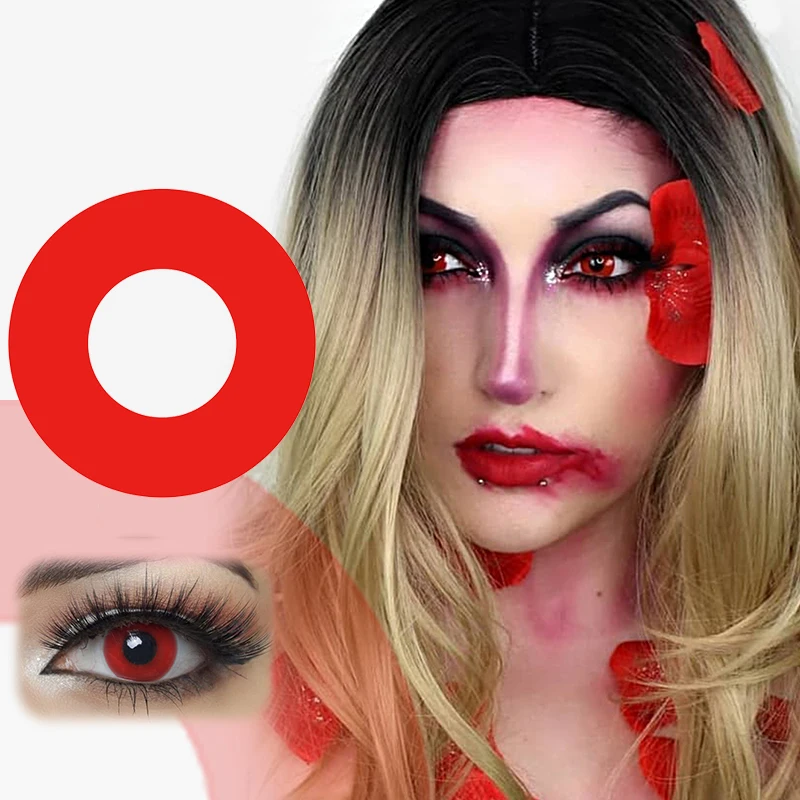 2 шт./пара Хэллоуин Косплэй Цвет ed контактные линзы для глаз аниме цветные