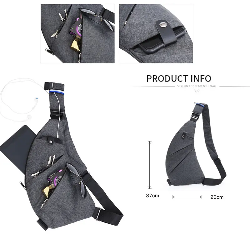 

Chest Bag men Pocket Fashion Handbag Purse Multifunctional shoulder bag crossbody digital bag gun bag anti-theft waist bag