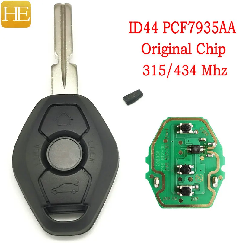 

HE Xiang Car Remote Control Key For BMW E38 E39 E46 X3 X5 Z3 Z4 1/3/5/7 Series EWS System 315/434Mhz ID44 PCF7935 Chip Smart Key