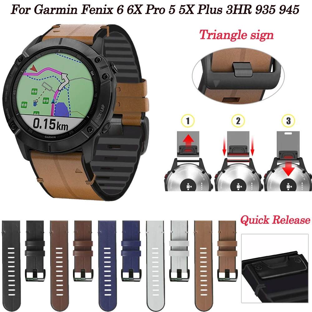 

Ремешок из силикона и кожи для смарт-часов Garmin Fenix 6 6X Pro 5 5X Plus 3HR