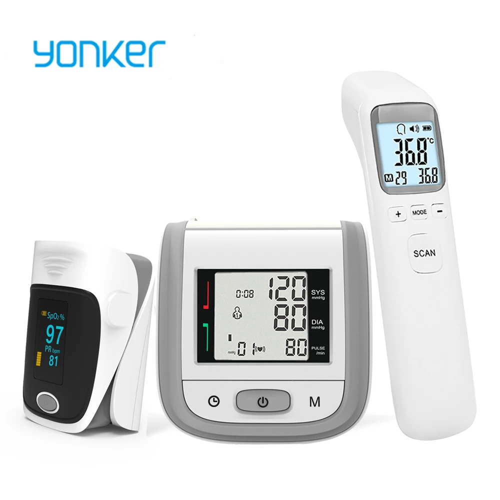 Yonker OLED пальцевой Пульсоксиметр и ЖК-монитор артериального давления на запястье и детский инфракрасный термометр семейный уход за здоровьем подарок