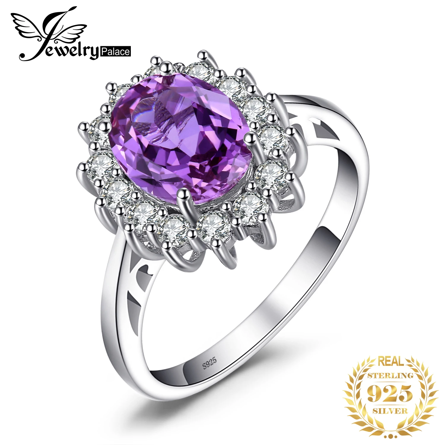 Jewelrypalace Принцесса Диана Уильям Кейт Миддлтон 3.2ct создан Александрит кольцо с сапфиром стерлингового серебра 925 Красивые ювелирные изделия