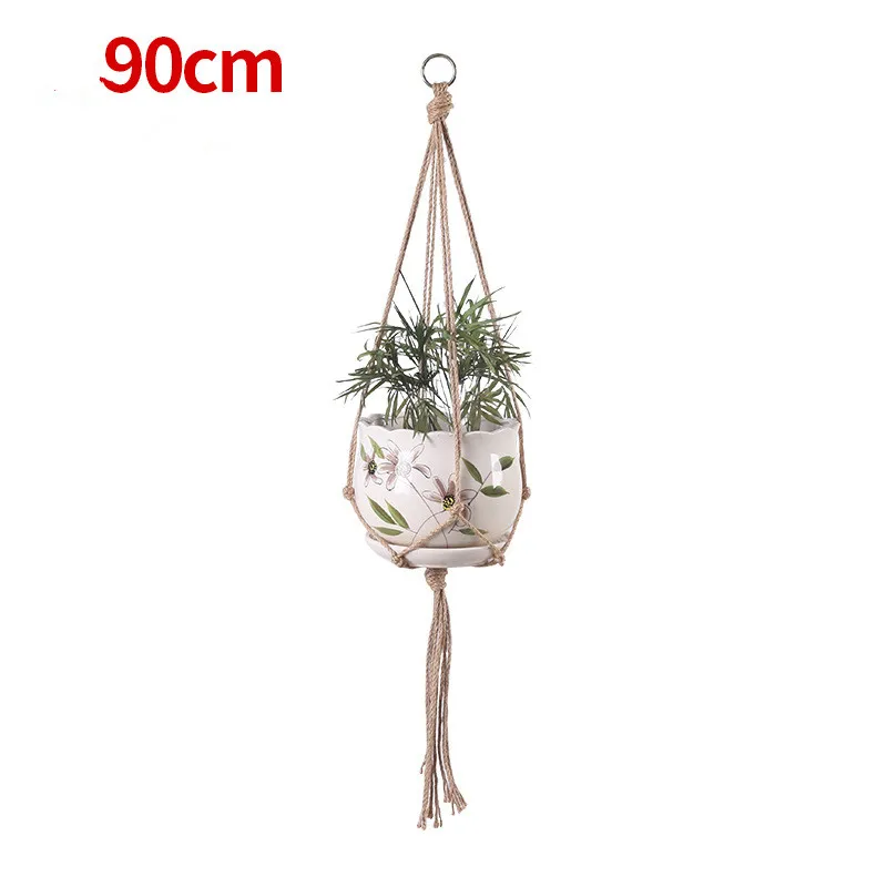 90CM Винтажный Декор Подвеска для растений из макраме корзина цветочный горшок держатель для растений макраме висячая завязанная подъемная веревка садовый Декор для дома и сада - Цвет: 90CM