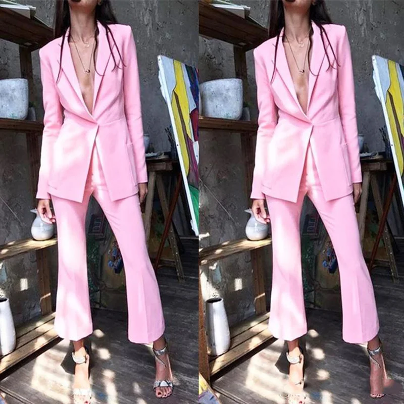 

Light Pink 2020 Mother Of The Bride Pant Suits Women Business Suits Formal Outfit For Weddings Tuxedo Blazer (Jacket+Pants)