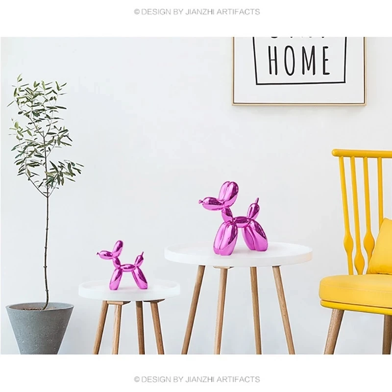 

Resin Animals Statue Figurines Home Decoration Cute Shiny Balloon Dog Shape Sculpture Figurine Desktop Ornaments Craftwork Gifts