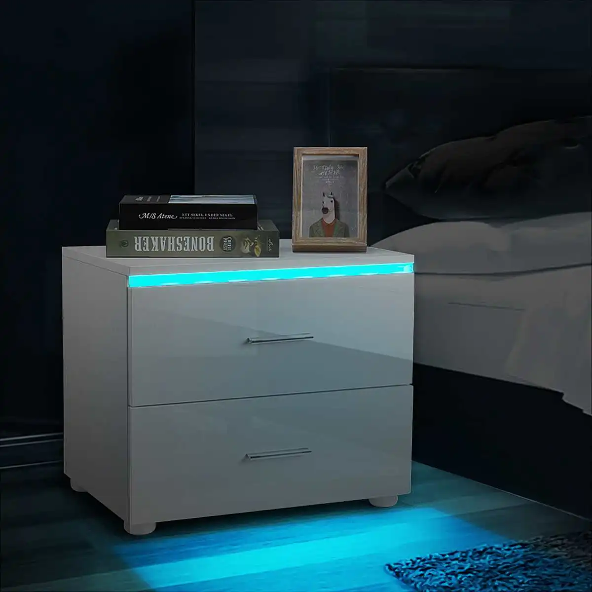 

Black/White Simple Solid Wood Storage Bedside Table Bedroom Nightstand Bedside Cabinet Modern Assembly Cabinet Receiving Cabinet