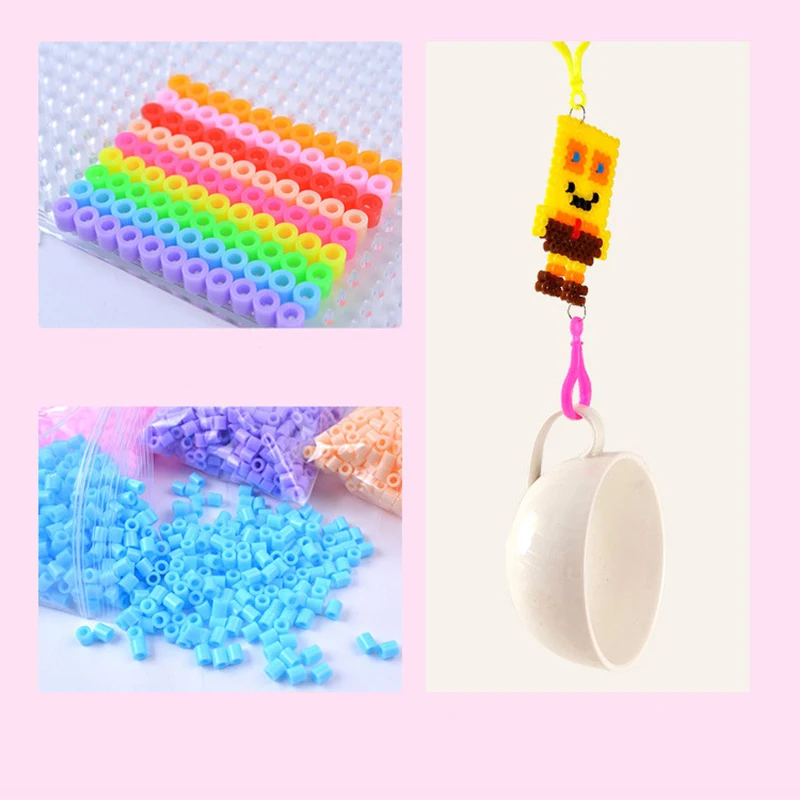 Juego de cuentas hama de juguete para ni&ntilde;os, caja de 24/72 colores, 2,6/5mm, perler educativo, rompecabezas 3D, diy, bloques de construcci&oacute;n, l&aacute;minas de papel de planchado-5