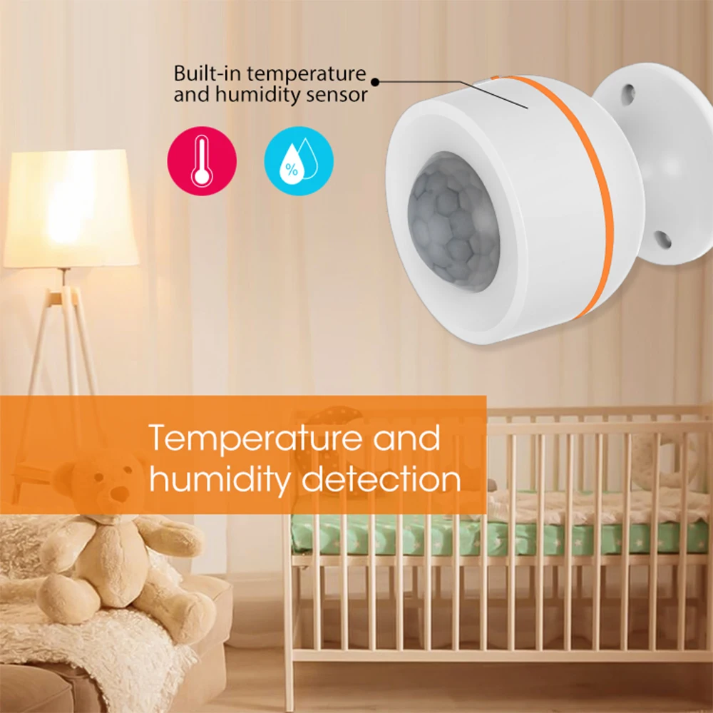 

Smart PIR Motion Sensor With Temperature and Humidity sensor Battery Powered or USB Charge Works With TUYA Hub