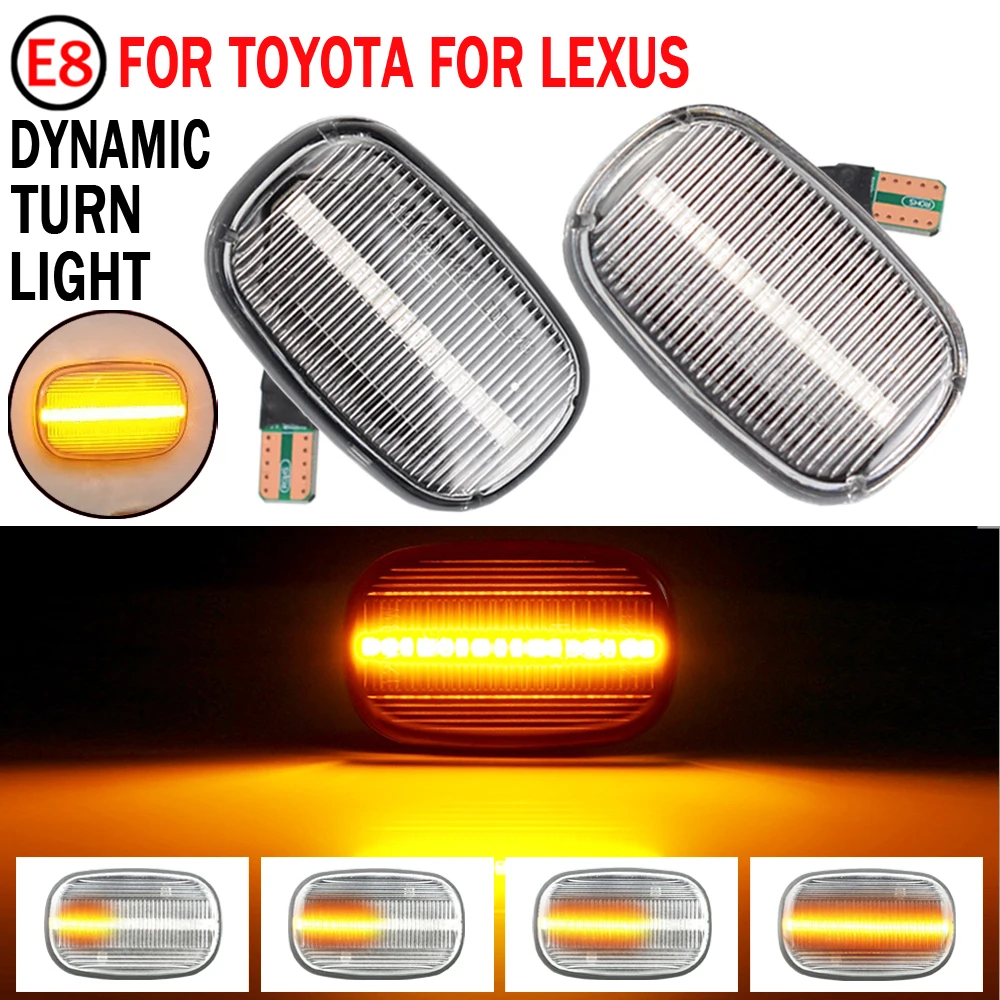 2pcs Dynamic Led Side Marker Flowing Turn Signal Light Panel Lamp for Toyota Corolla E10/E11/E12 Yaris Verso Hilux Surf N21 RX | Автомобили