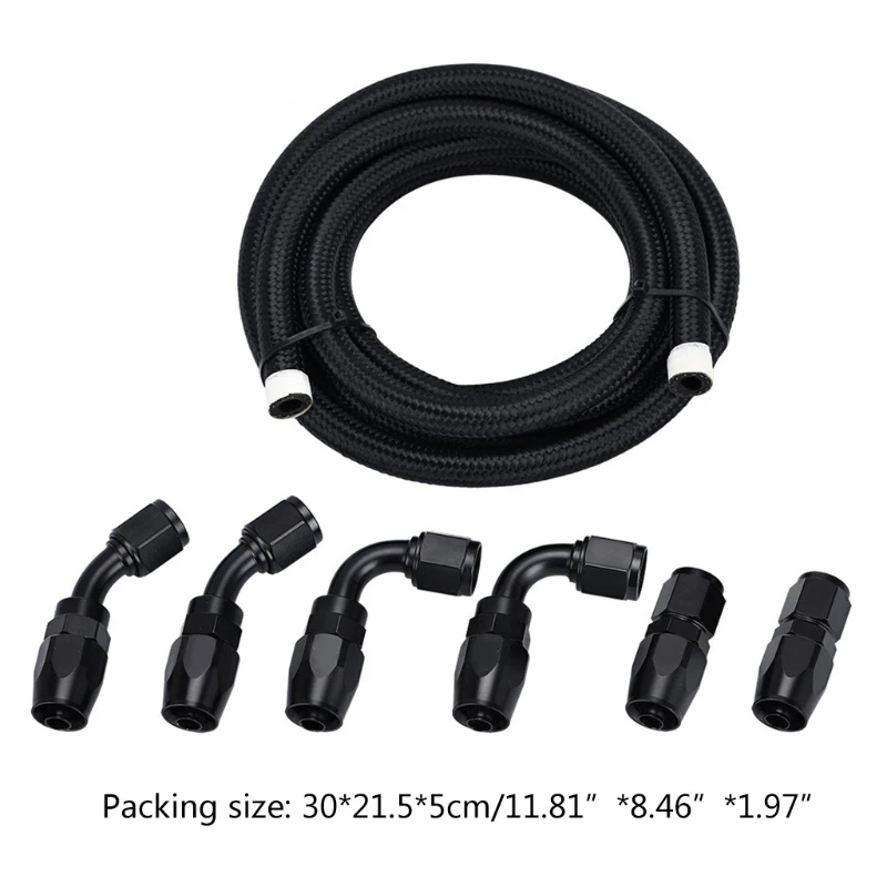 

3 Meter 10FT AN6 Nylon Stainless Steel Braided Tube Fuel Line Fittings Kit Hose