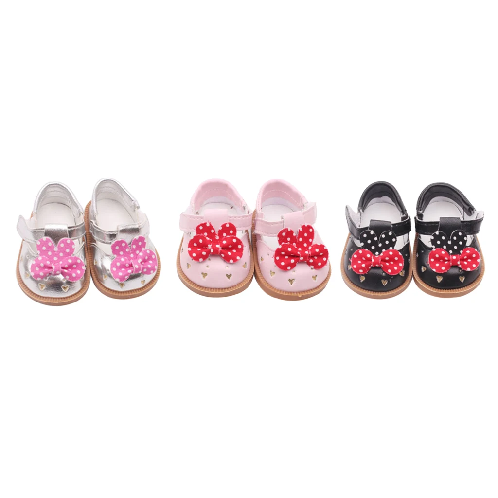 

Popular PU Leather Bow Shoes for 18'' AG American Doll Doll Journey Doll Accs
