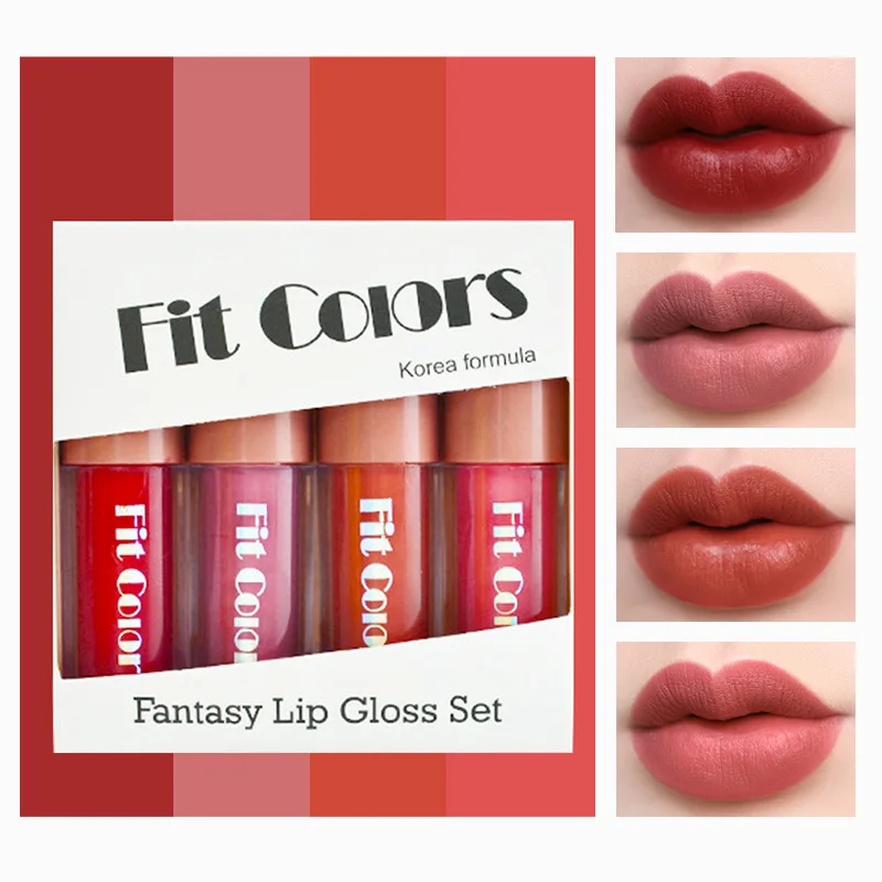 

2.8g*4pcs/set Matte Velvet Moisture Lipstick Waterproof Long Lasting Sexy Red Lip Stick Non-Stick Cup Makeup Lip Tint Cosmeticps