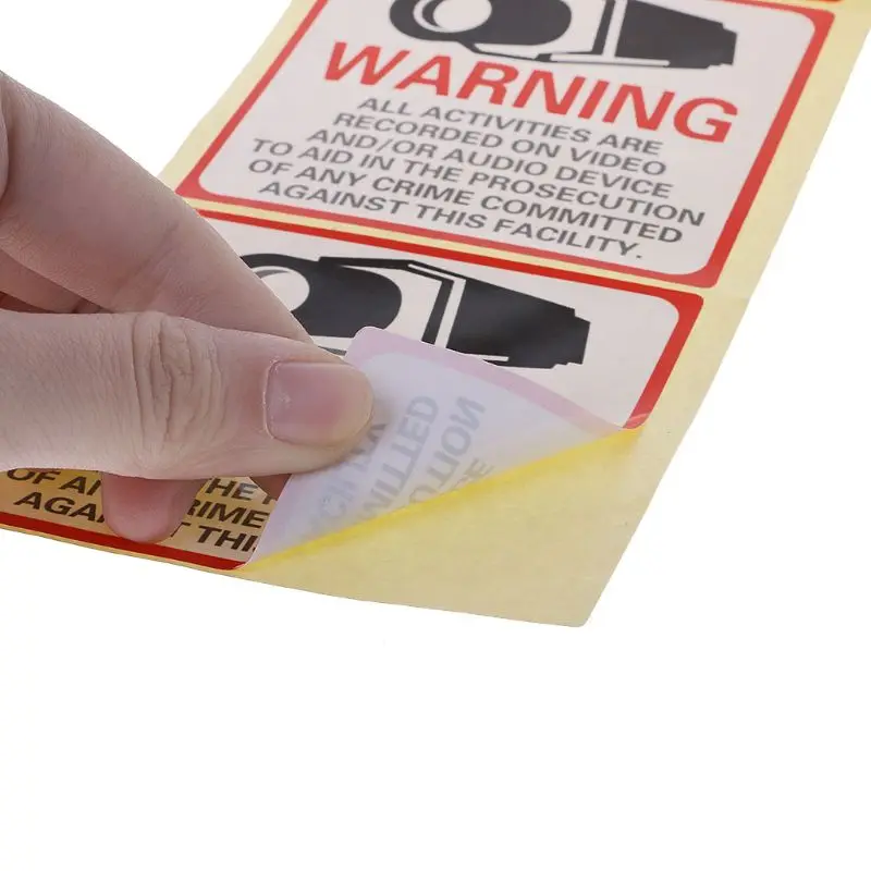 8PCS Warning Stickers SECURITY CAMERA IN USE Self-adhensive Safety Label Signs Decal | Безопасность и защита