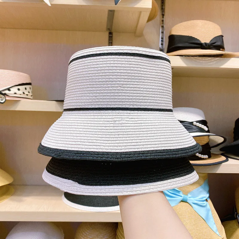 202104-YY new  SUMMER Classic black white color patchwork  leisure lady  bucket cap  women  fishermen hat