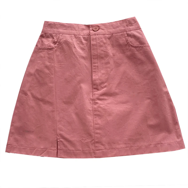 

Summer mint green basic Japanese high-waisted slim A-line retro skirt