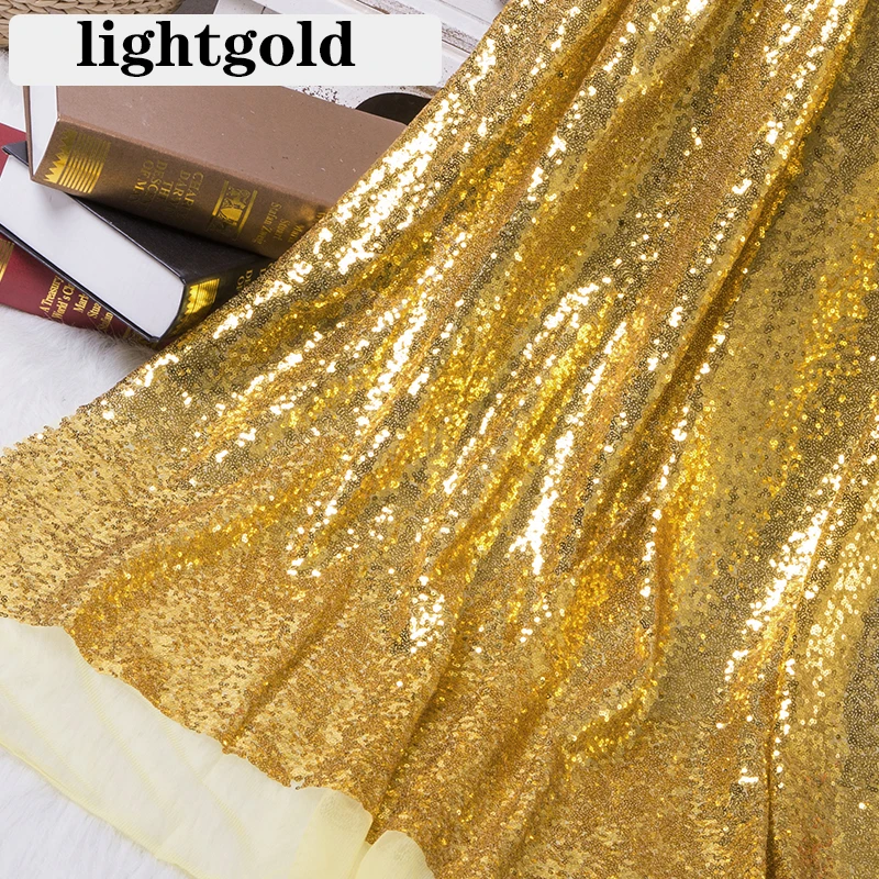 lightgold 1 м/2 м DIY 3 мм Ткань блесток блестка золото серебро блестки ткань для платья сцены вечерние украшения свадьбы - Цвет: lightgold