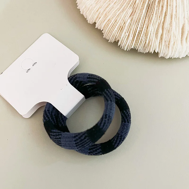 

2Pcs Simple Basic Hair Bands Plaid Elastic Hair Ties Fashion Hair Accessories For Women Girls Ponytail Holder Rubber Band