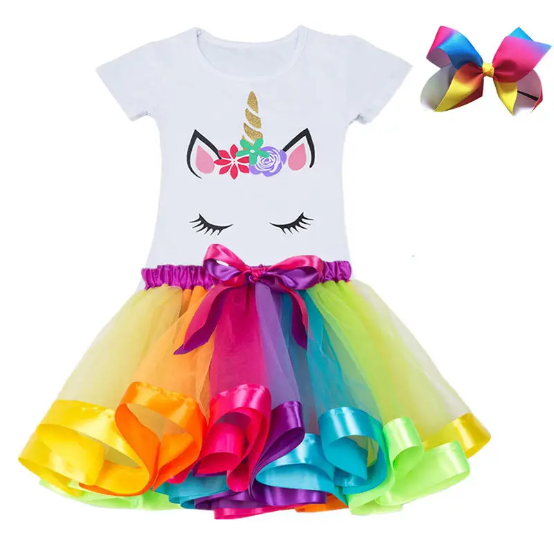 2020 Fashion Unicorn Dress for Girls Children's Clothes Kids Lace Dresses Baby Costume Summer Sleeveless Princess | Детская одежда