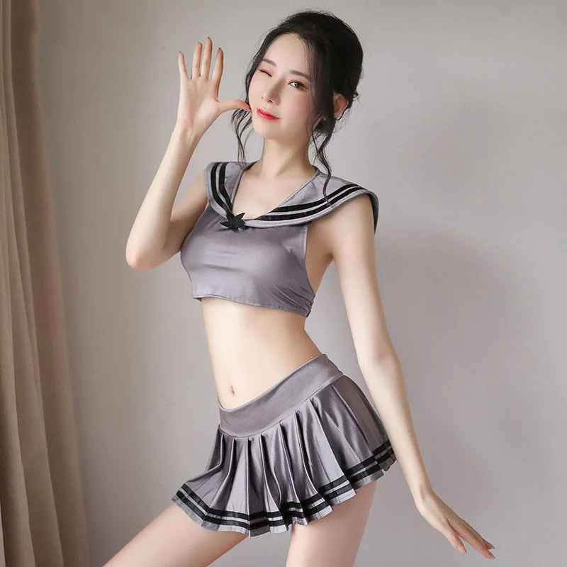 Японская школьная форма женский короткий топ с матросским воротником +