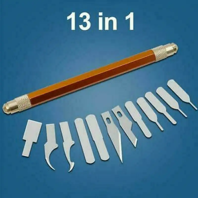 

13 шт. ремонт телефона PCB металлические лезвия нож для скальпеля Лезвия для резьбы по дереву нож с ручкой трафарет для резьбы