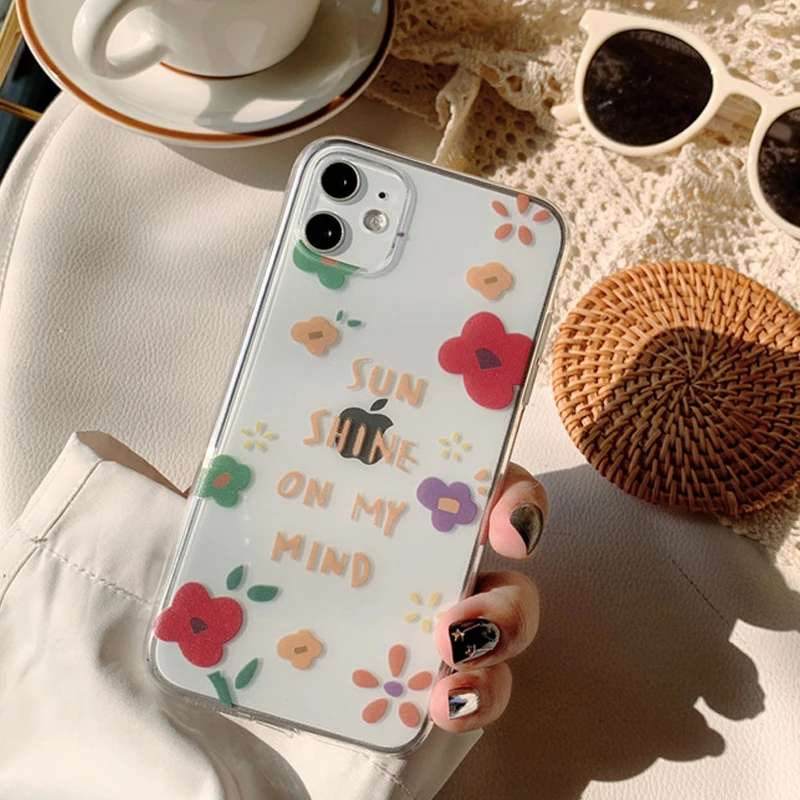 

Силиконовый прозрачный милый чехол Sun Shine для телефона Iphone 12 11 Pro Max Mini Xs Max X XR 8 7 Plus Ins стильный мультяшный чехол